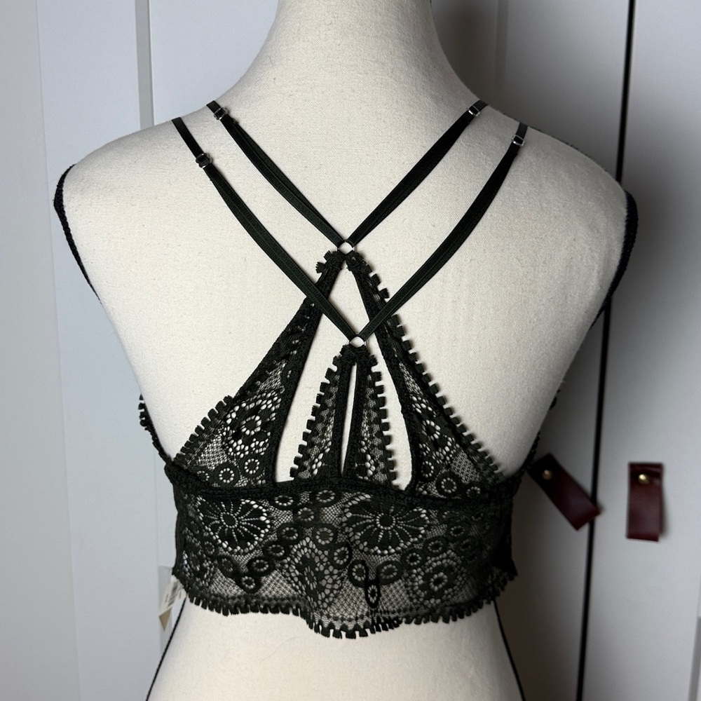 NWT aerie bralette longline lace corset padded crop top medium